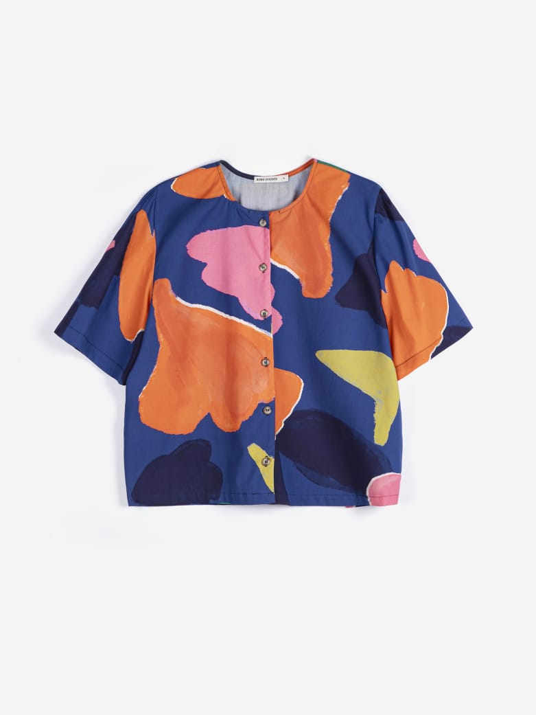 Cropped Blouse - Blooming Color Pattern