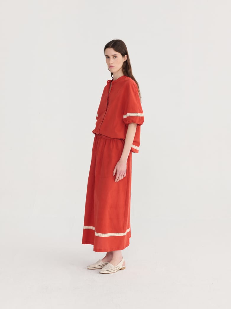 Contrast Trim Evasé Skirt