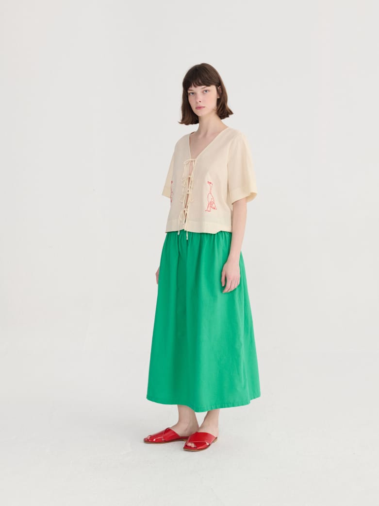 Recycled Cotton Evasé Skirt - Green