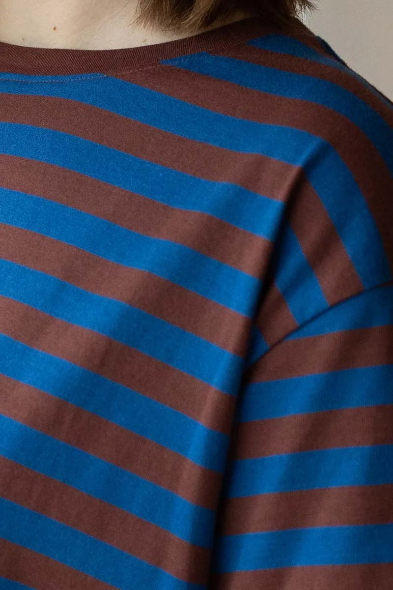 Basic Boxy Tee - Blue/Dk Merlot