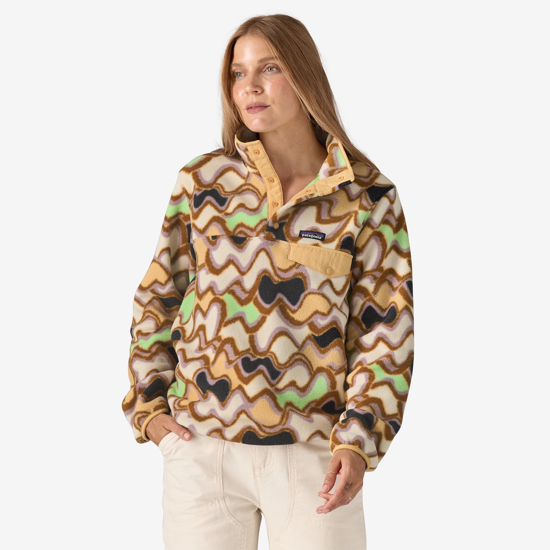 Women's Lightweight Synchilla® Snap-T® Fleece Pullover - Small Currents: Natural