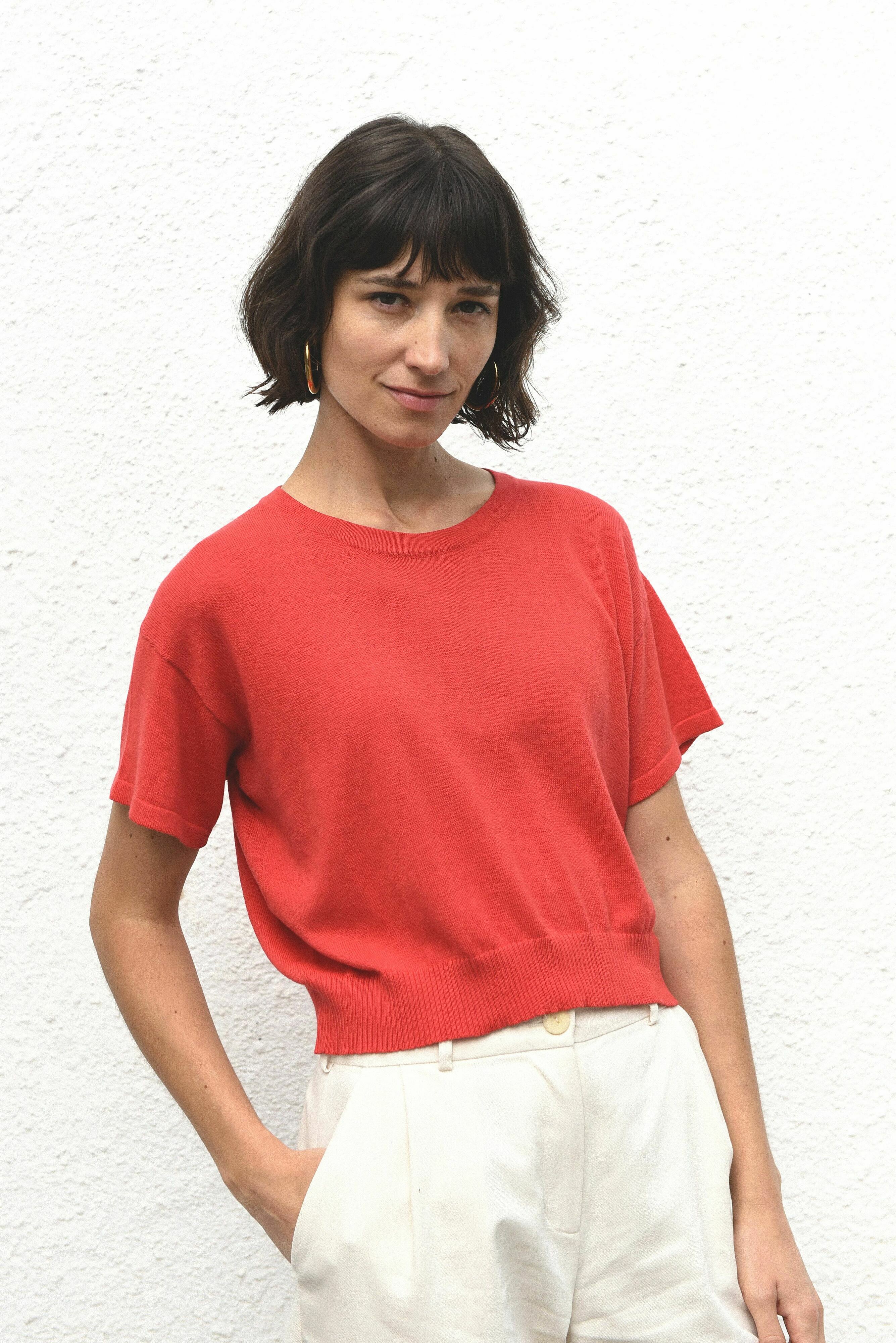 El Sur Knit Top - Poppy Red