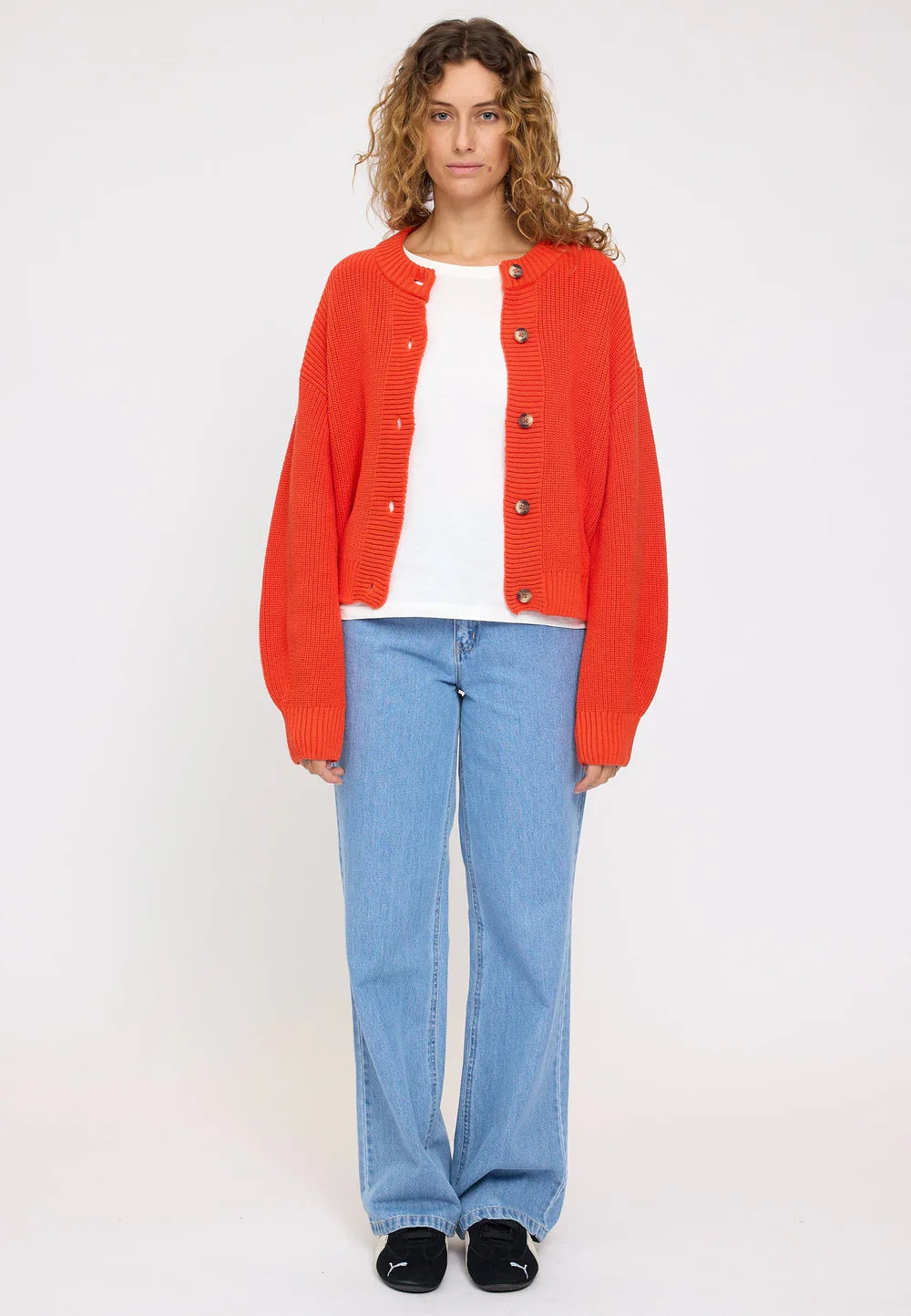 Knit Cardigan - Bright Red