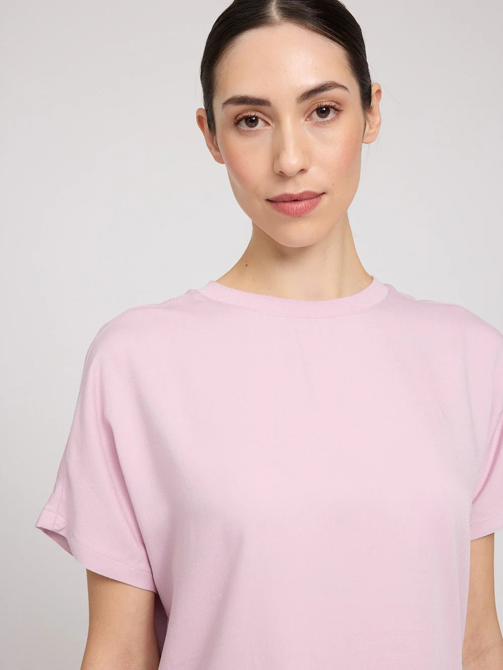 Crew Neck Viscose Blouse - Soft Pink