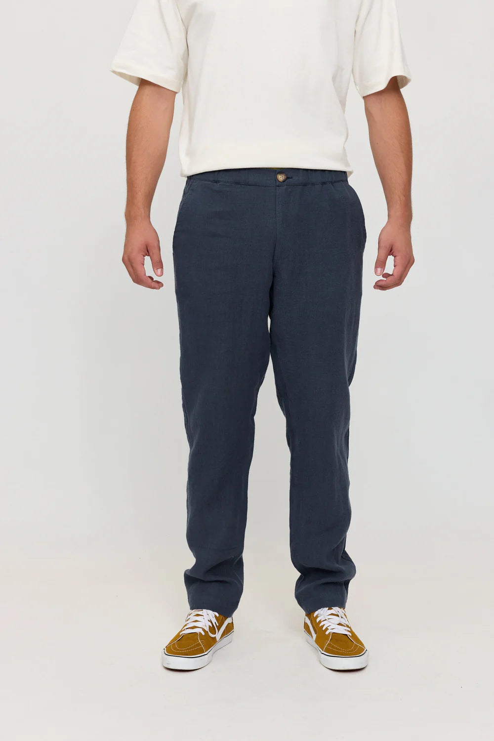 Regular Linen Pants - Ink Blue