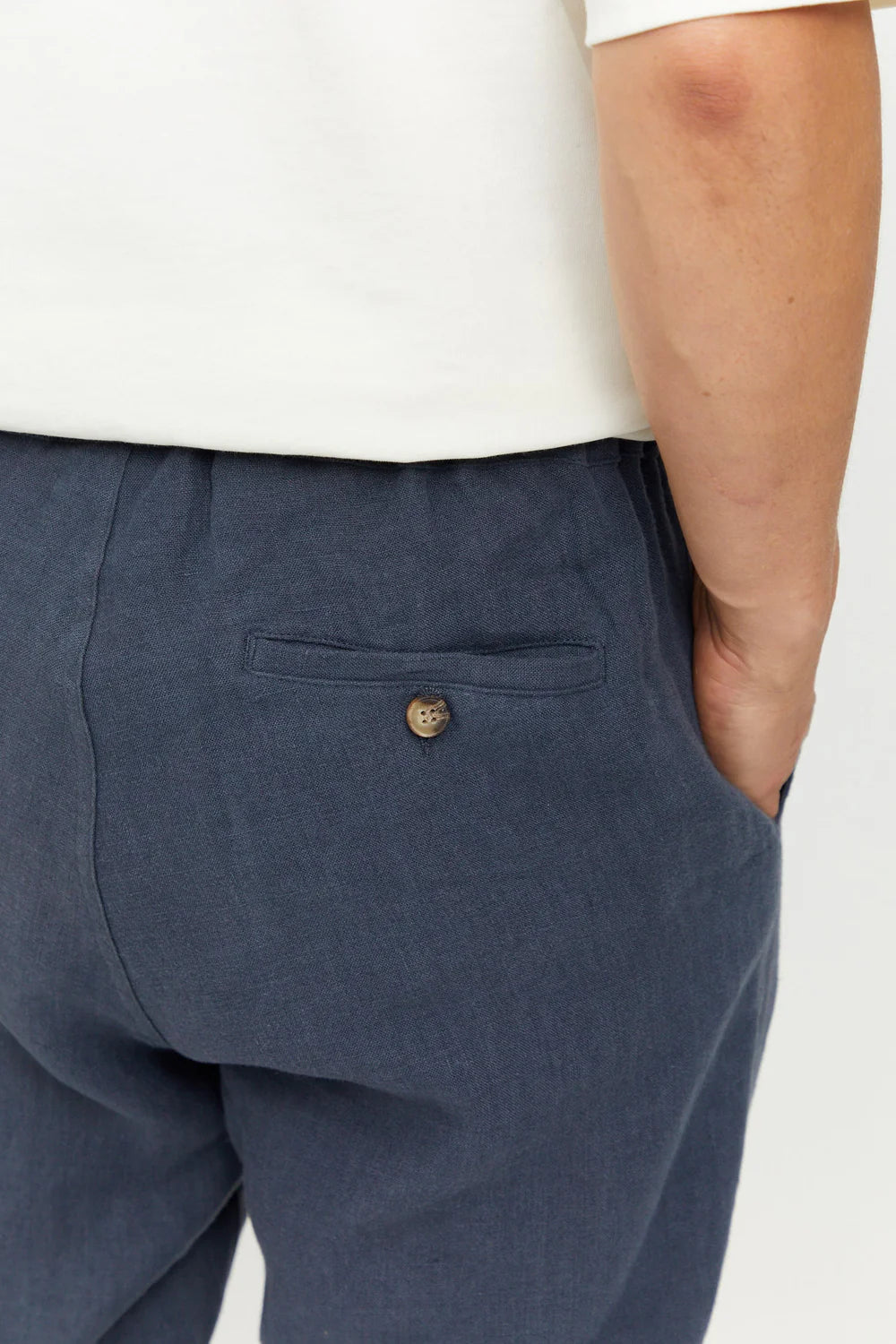 Regular Linen Pants - Ink Blue