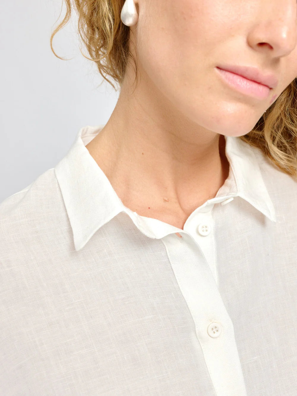 Short Sleeve Linen Shirt - Bright White