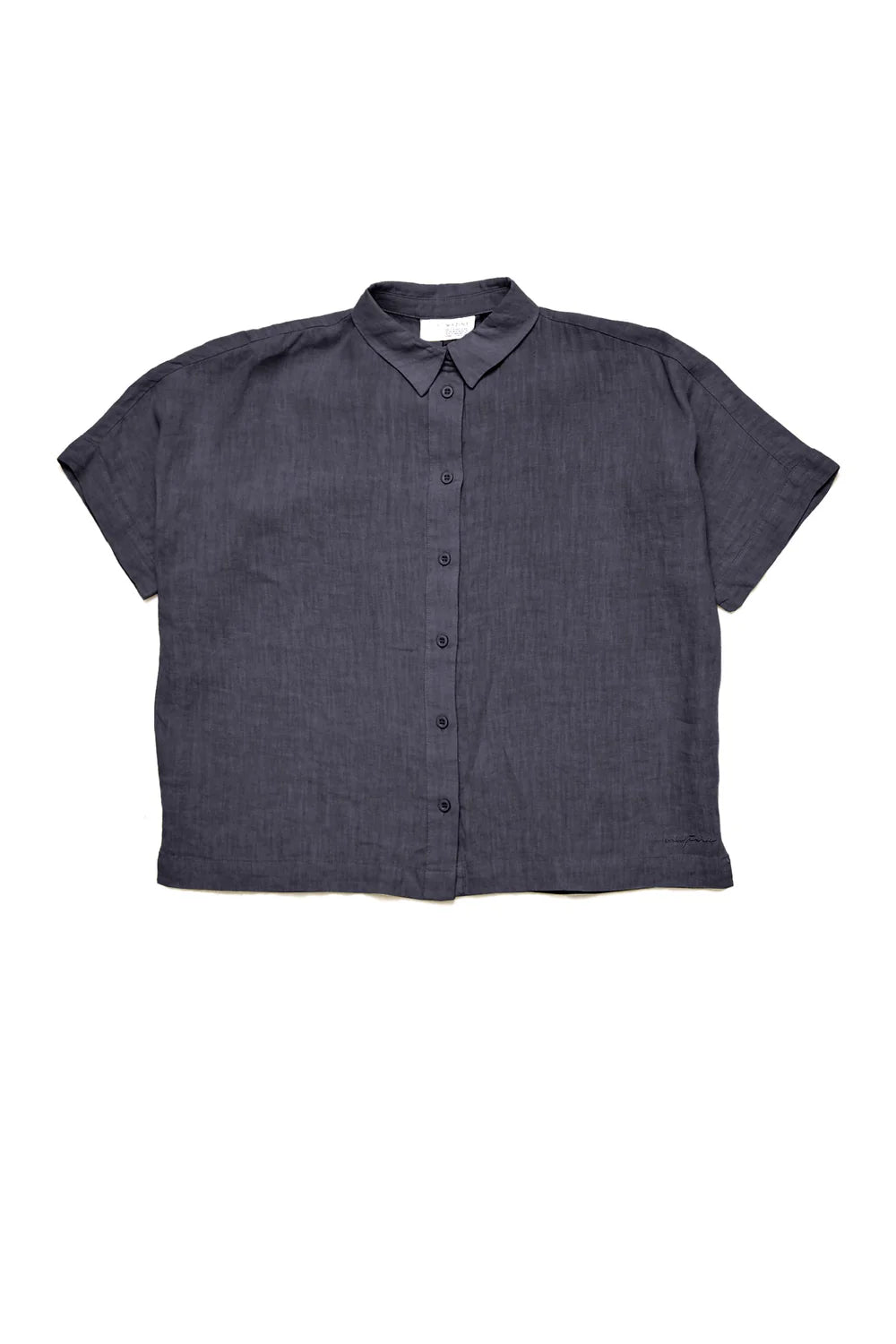 Short Sleeve Linen Shirt - Ink Blue