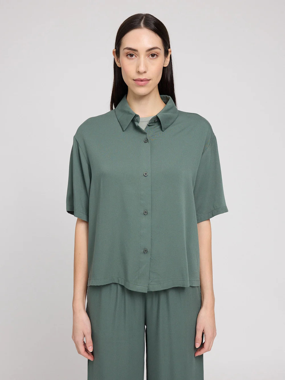 Short Sleeve Viscose Shirt - Bottle