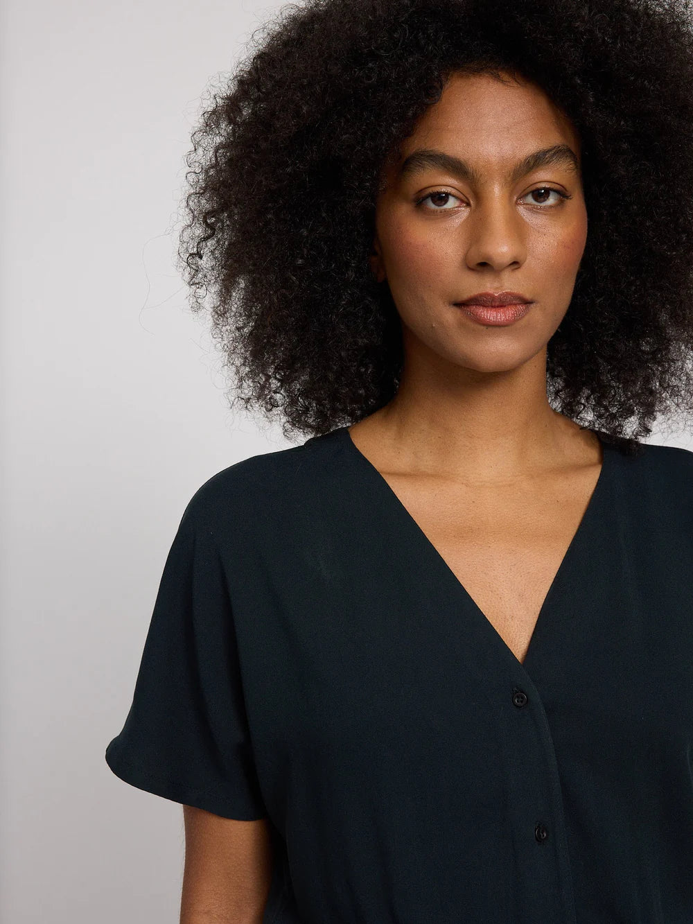 Short Viscose Jumpsuit - Black