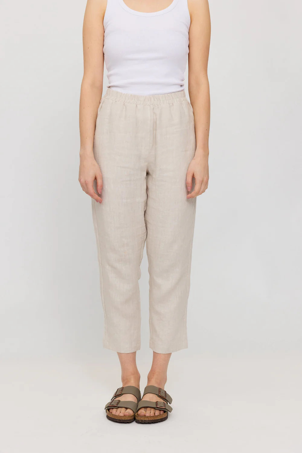 Straight Leg Linen Pants - Moon
