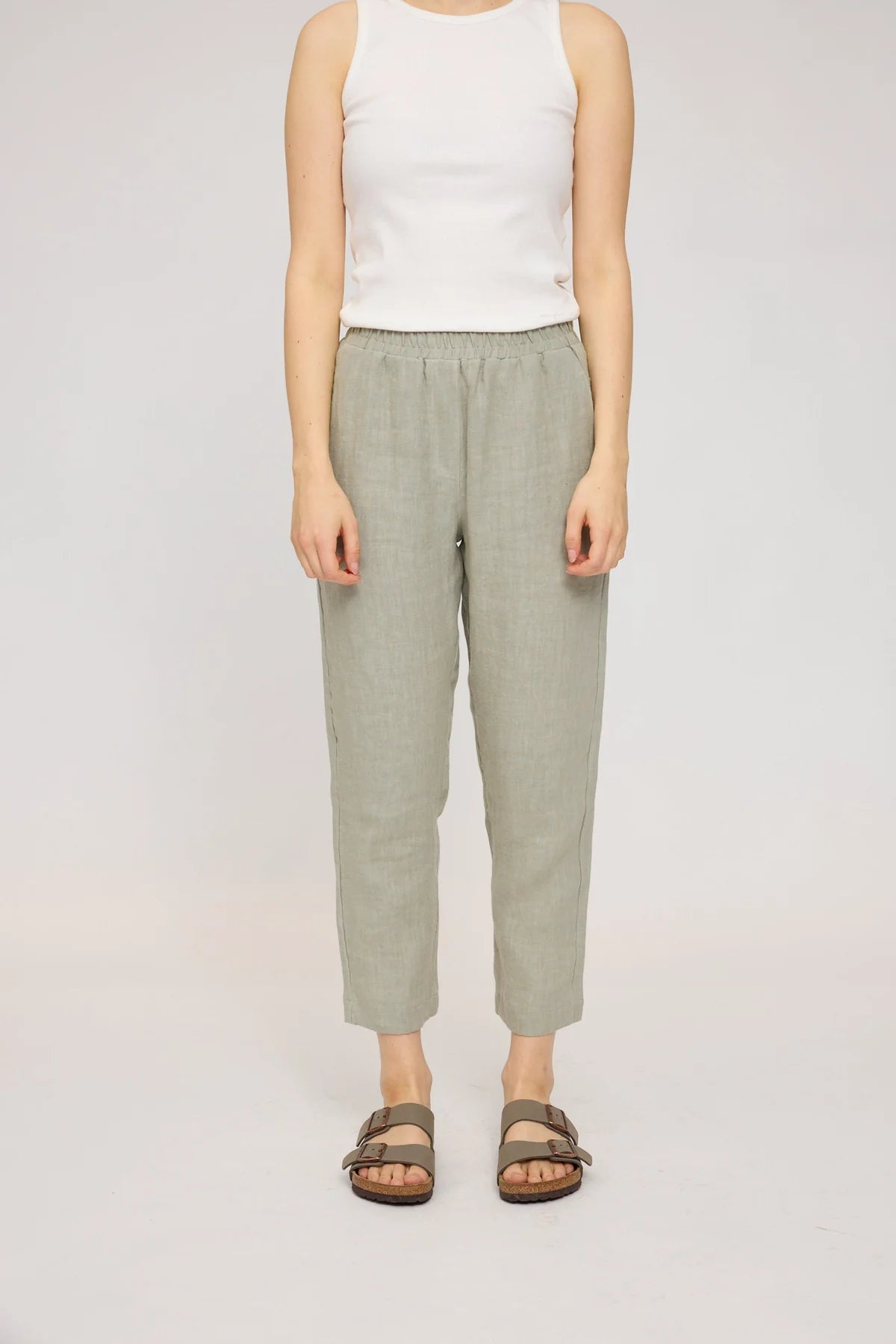 Straight Leg Linen Pants - Seagrass