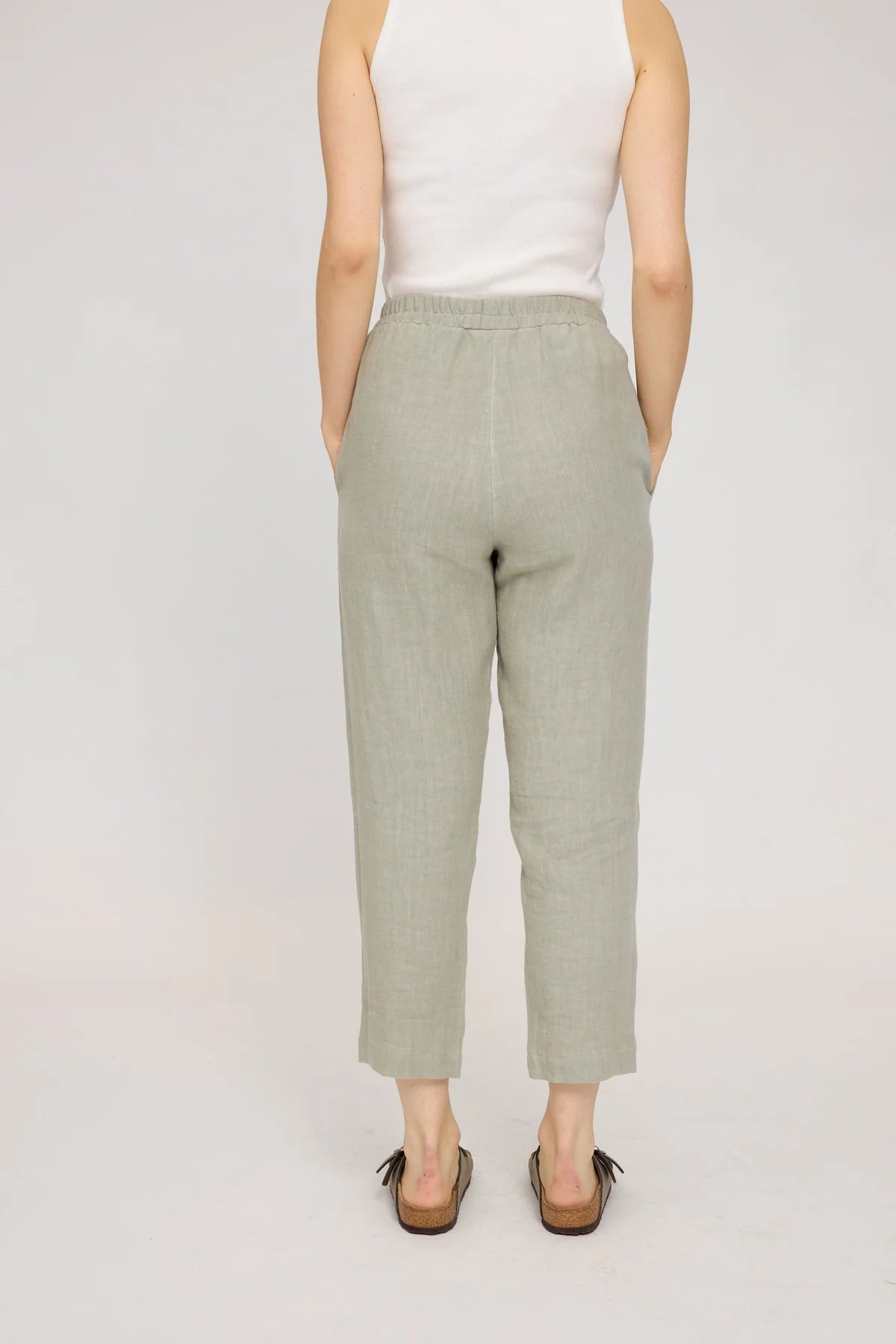 Straight Leg Linen Pants - Seagrass