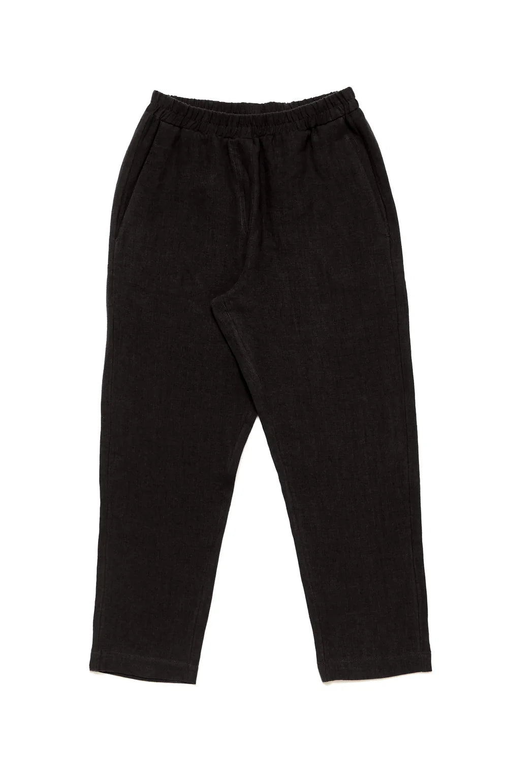 Straight Leg Linen Pants - Black