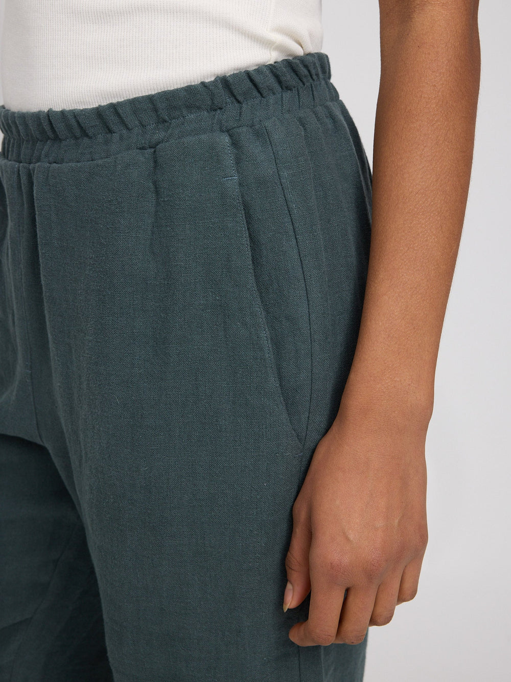 Straight Leg Linen Pants - Bottle
