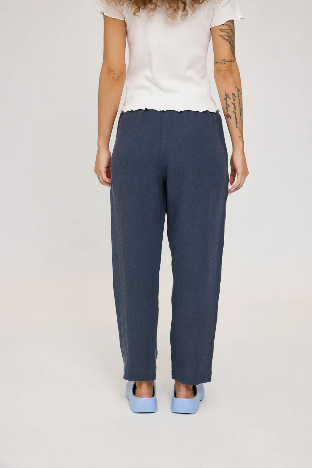 Straight Leg Linen Pants - Ink Blue