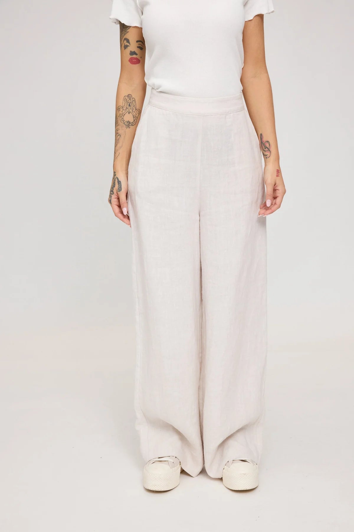 Wide Leg Linen Pants - moon