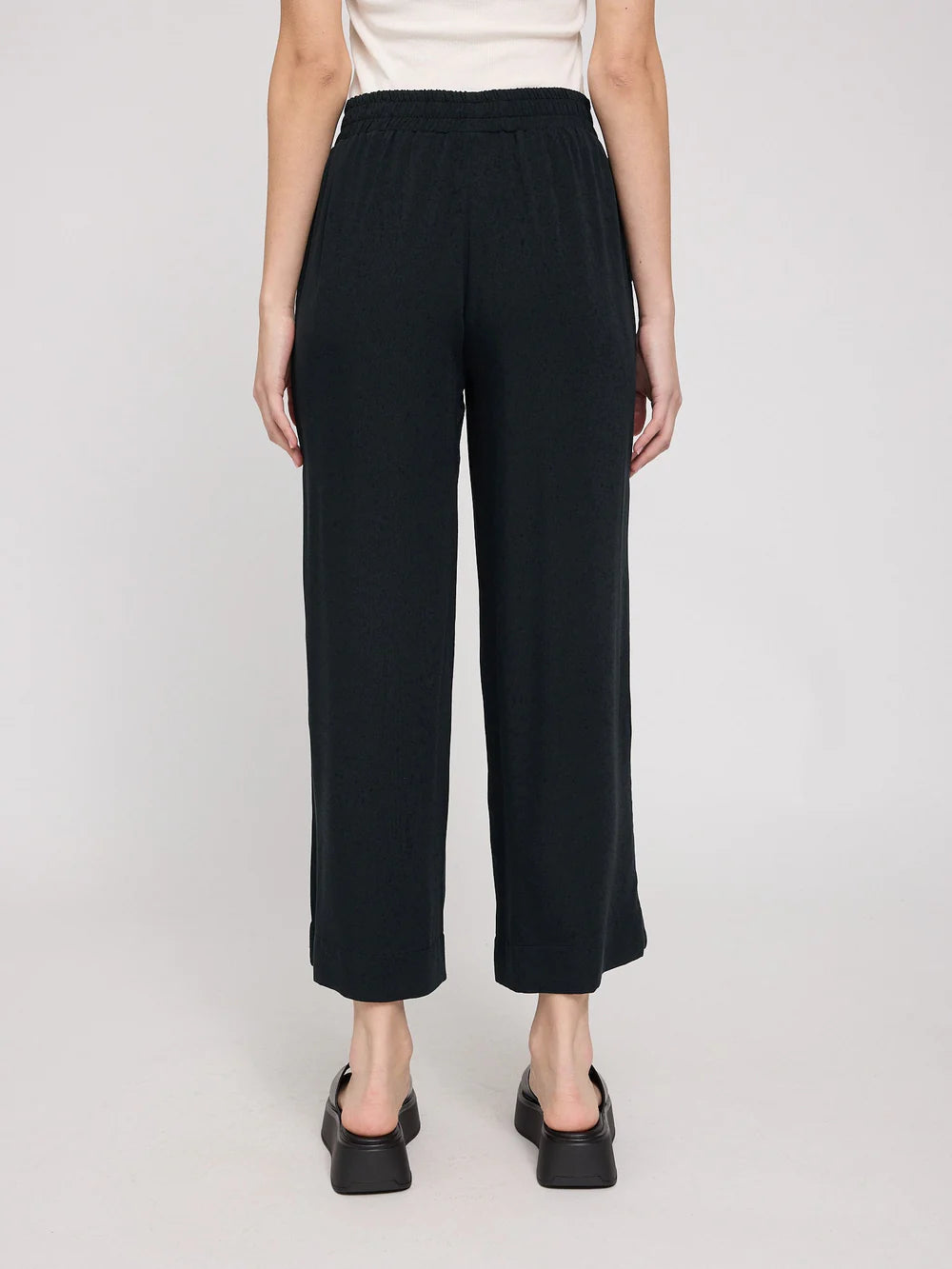 Wide Leg Viscose Pants - Black