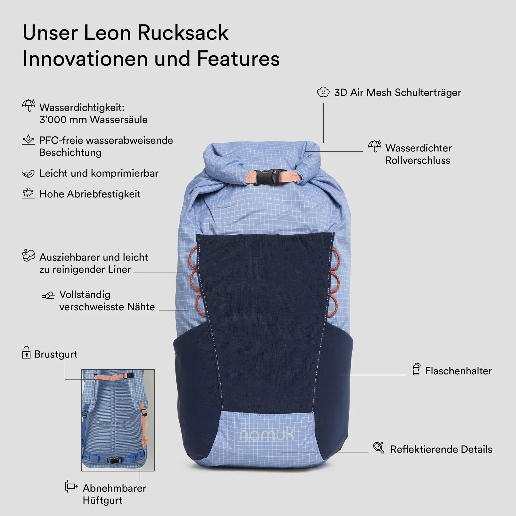 Leon Rucksack 20L - Purple Blue