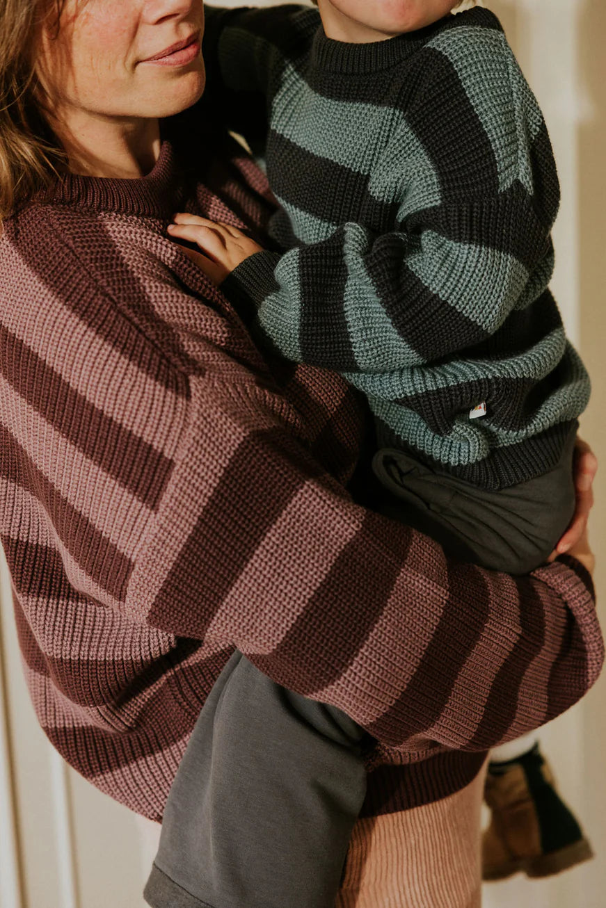 Stripes Knitted Sweater - Blue Monday