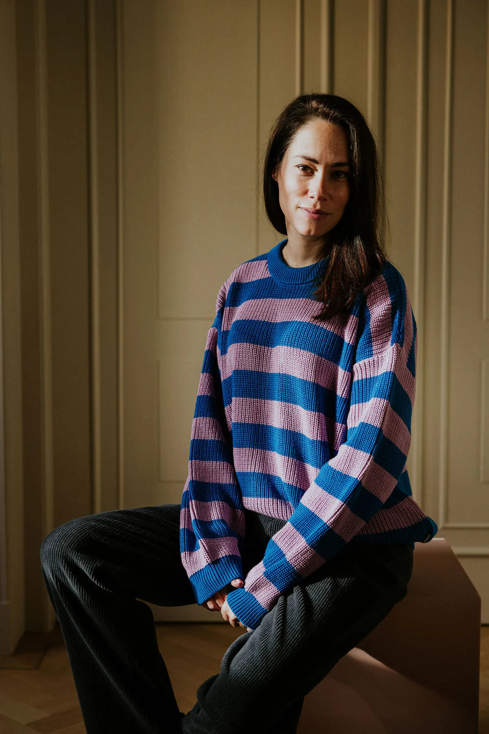 W's Stripes Knit Sweater - Cotton Candy