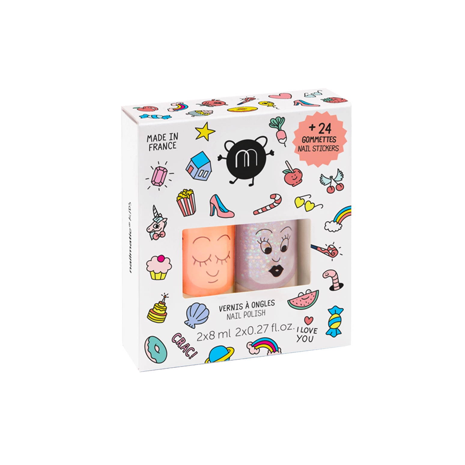 Kinder-Nagellack Set CRAC, 2 Nagellacke und Sticker