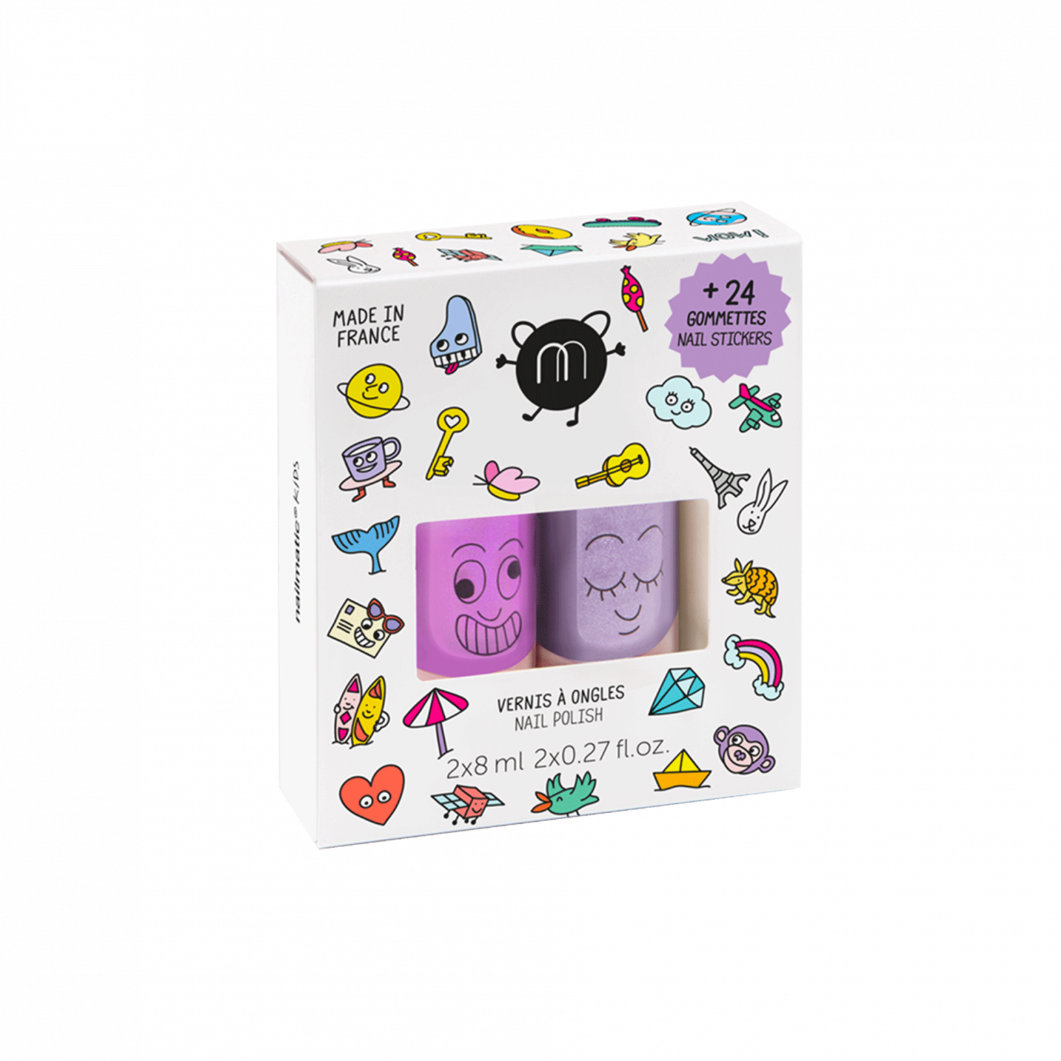 Kinder-Nagellack Set WOW, 2 Nagellacke und Sticker