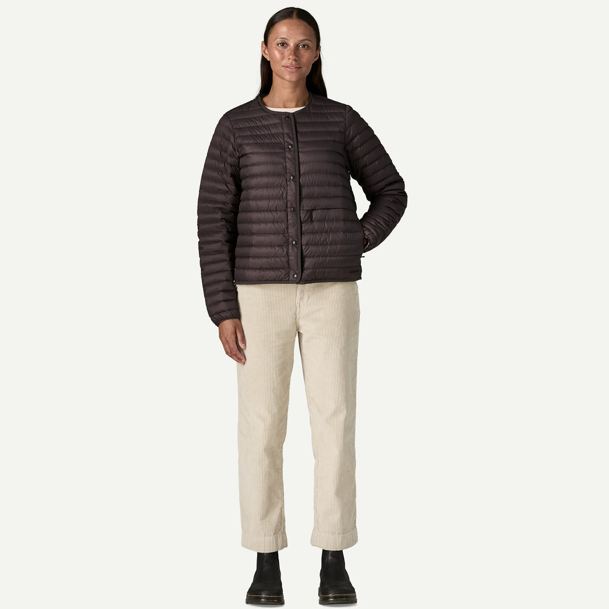 W's  LW Reversible Down Sweater  Cardigan  - Den Brown