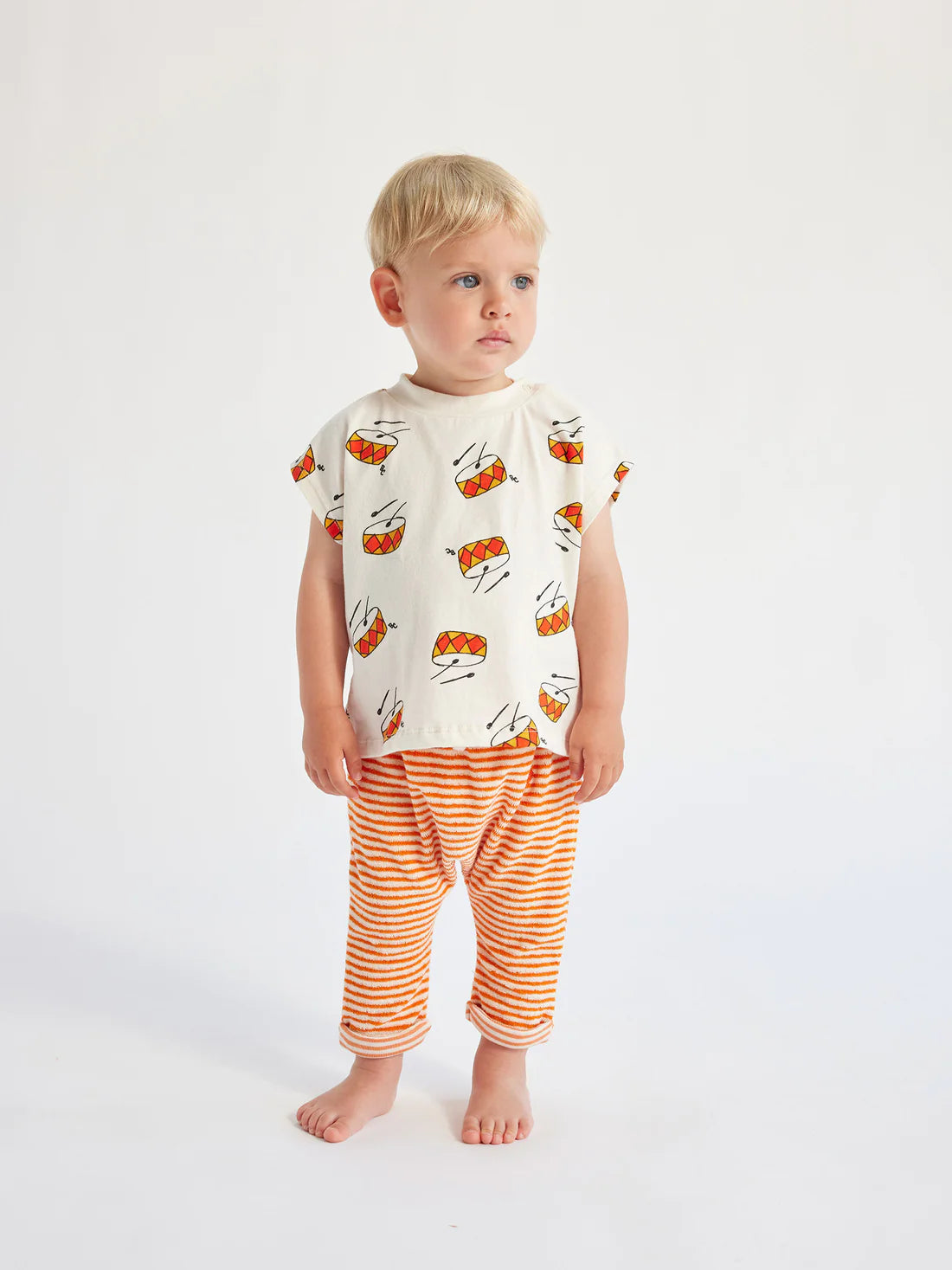 Baby Orange Stripes Terry Harem Pants