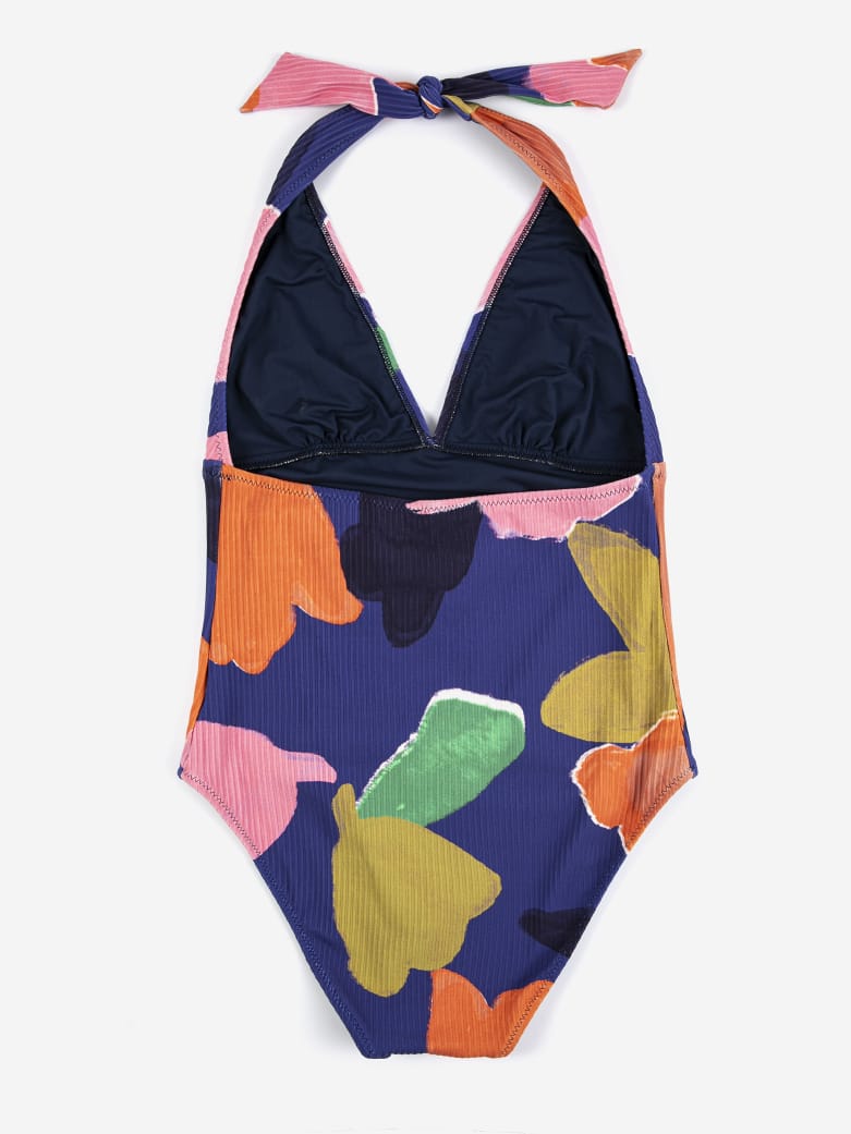 Blooming Color Pattern V-Neck Swimsuit
