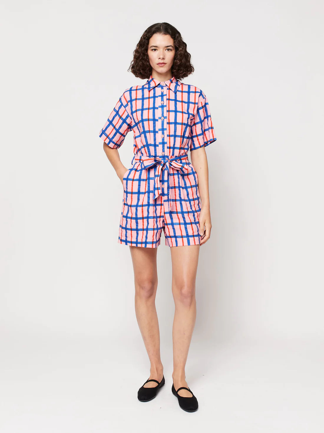 Checked Short Playsuit