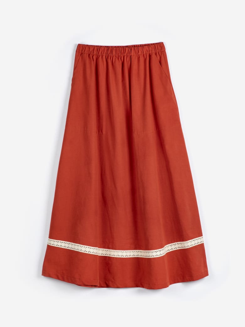 Contrast Trim Evasé Skirt