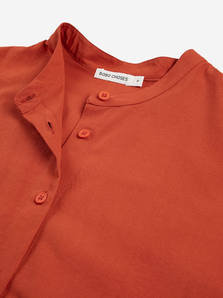 Contrast-Trim Puff Sleeve Shirt