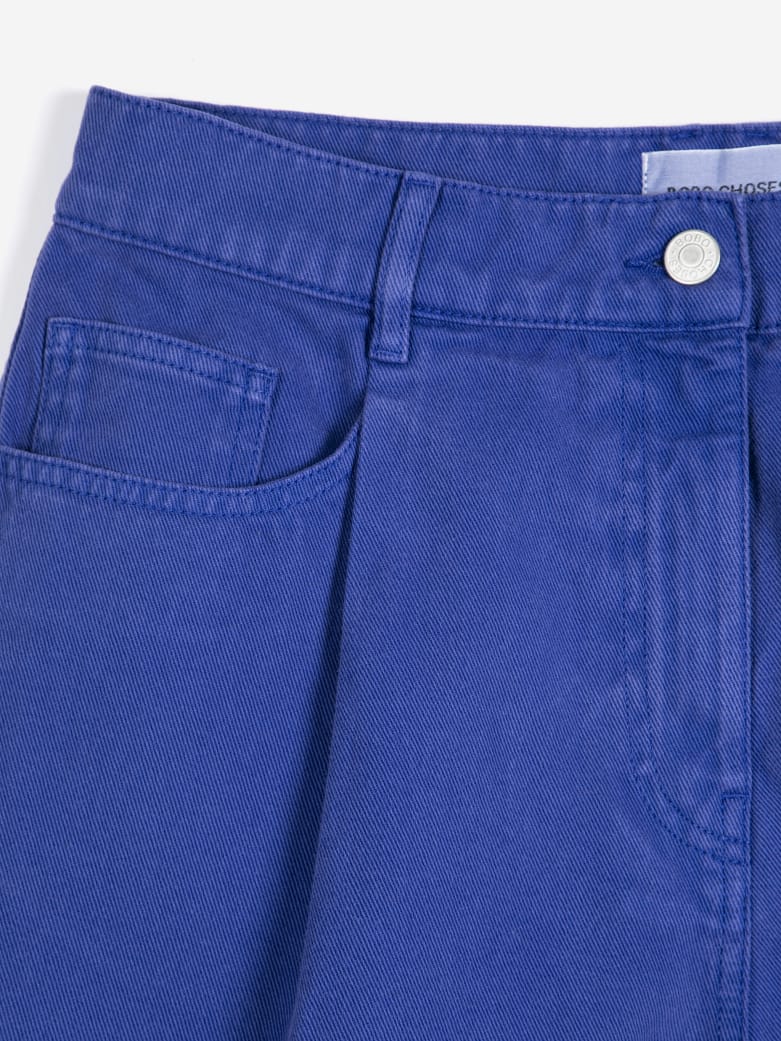 Pleated Twill Bermudas - Blue