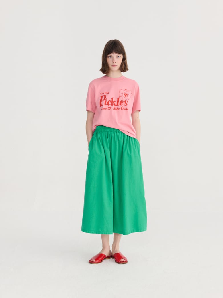 Recycled Cotton Evasé Skirt - Green