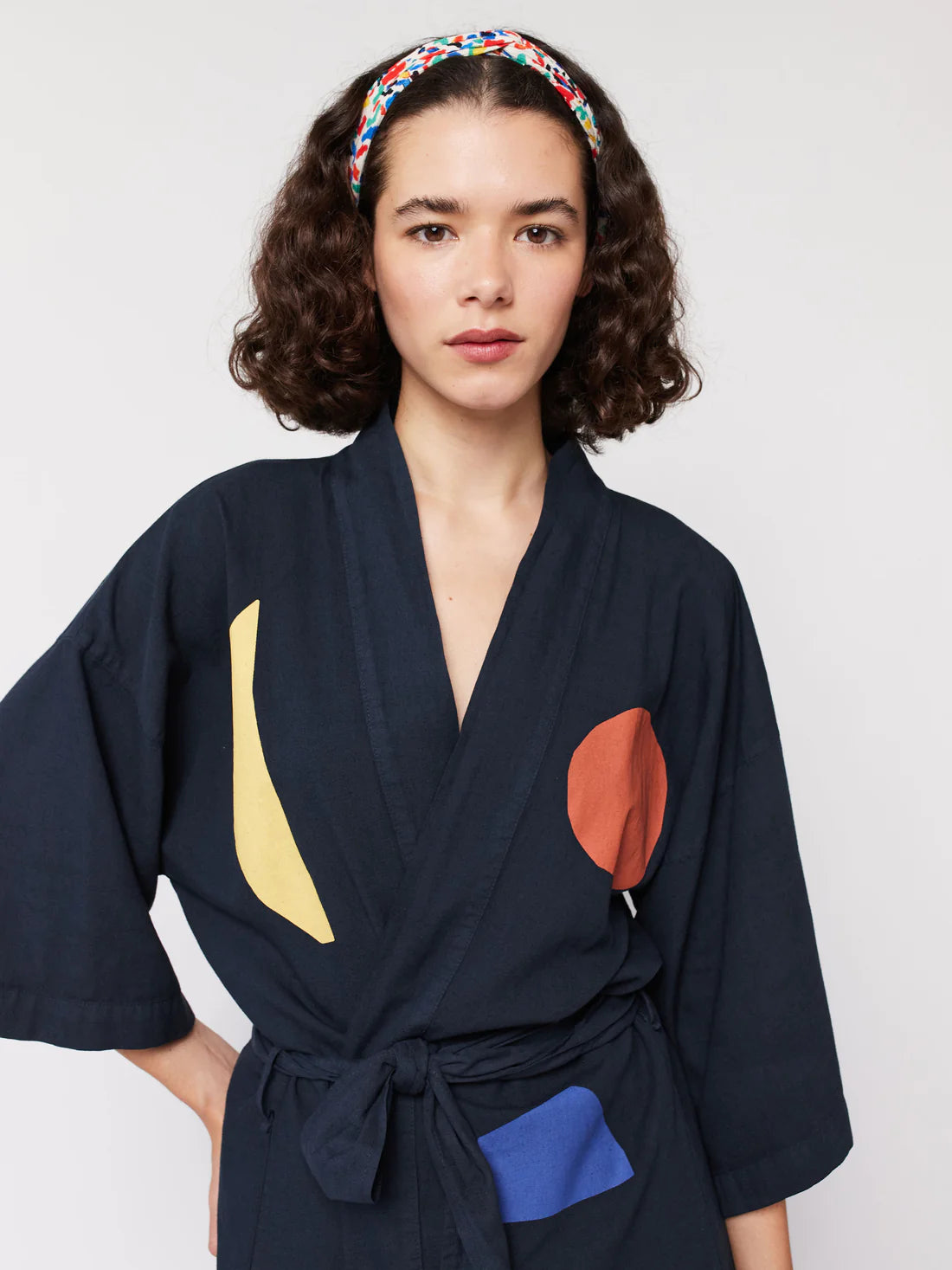 Summer Night Landscape Print Short Kimono