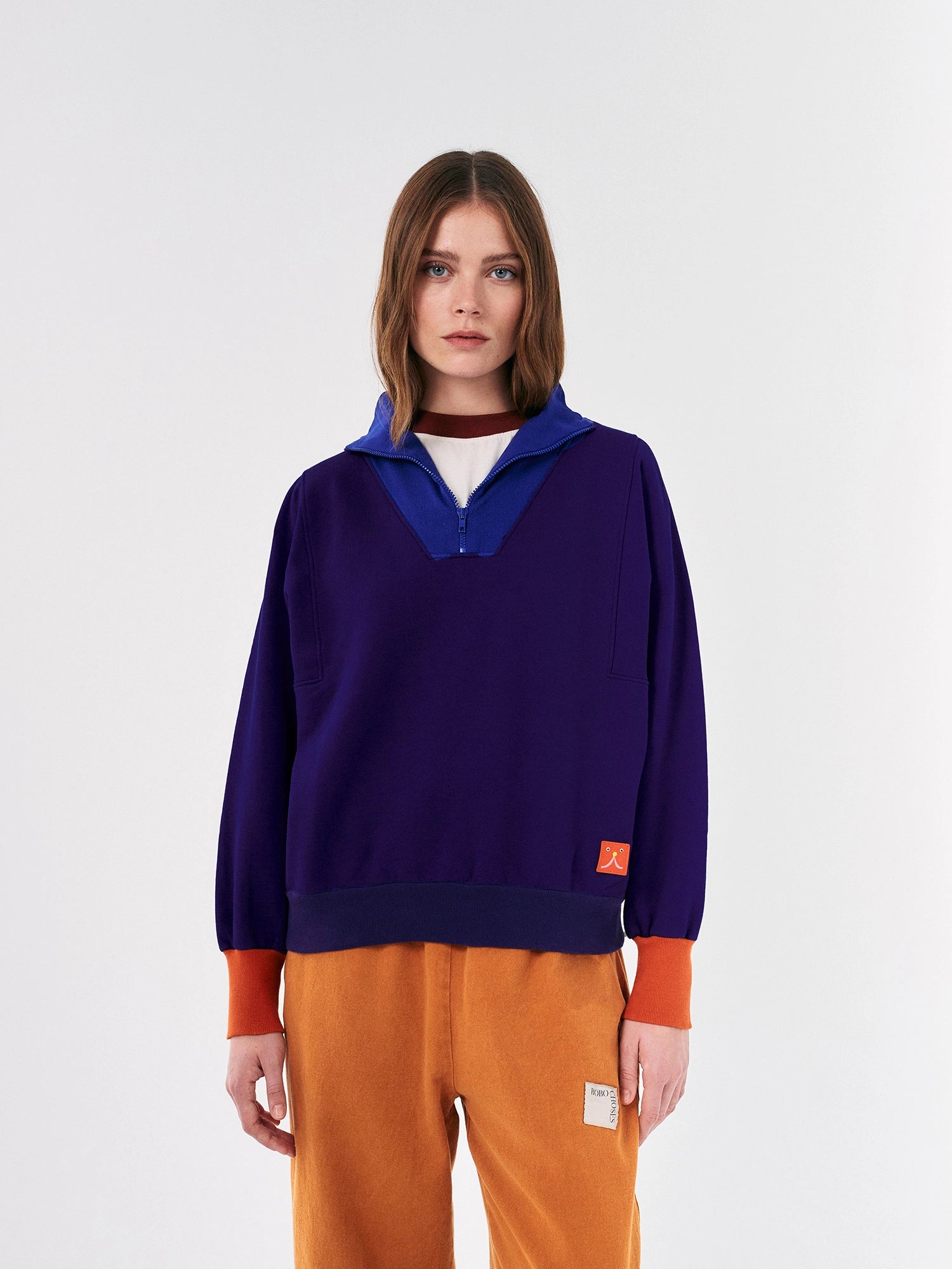 Colour Block Zipped Sweatshirt