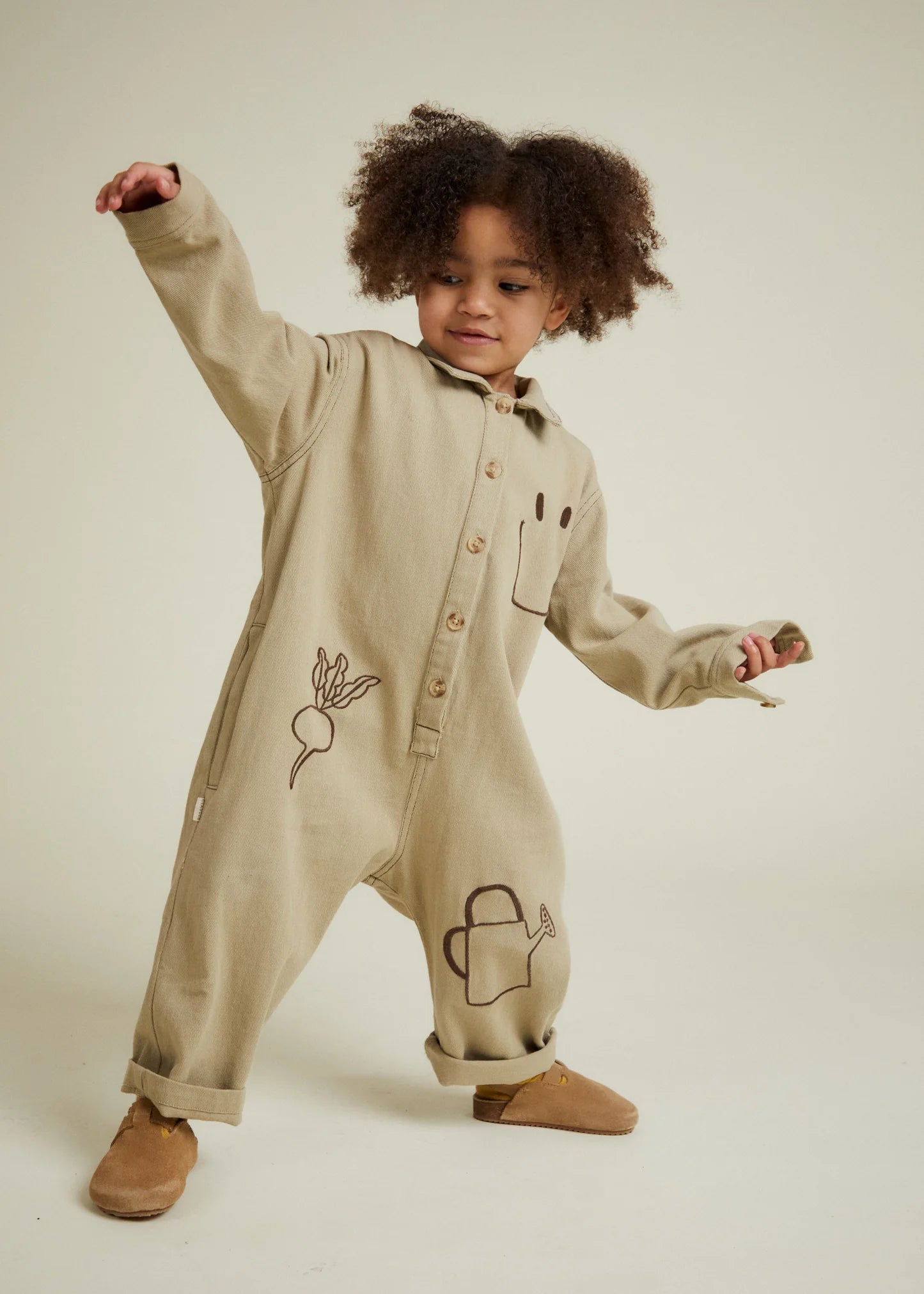Quinn Olive Allotment Embroidered Overall