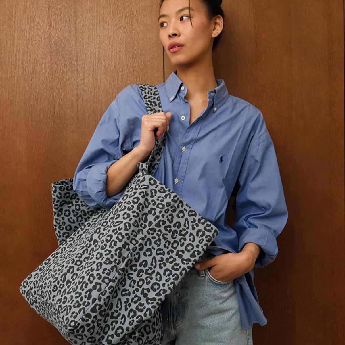 Shopper Elisabeth Leopard - Blau