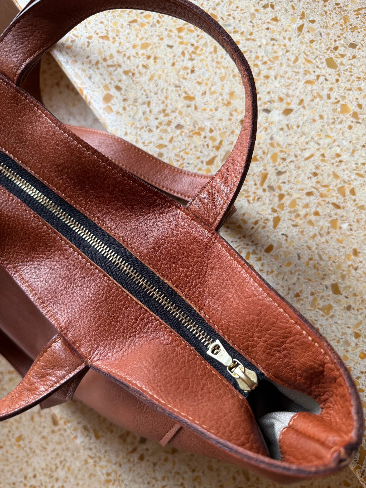 Cabas mit Innenfutter - Camel