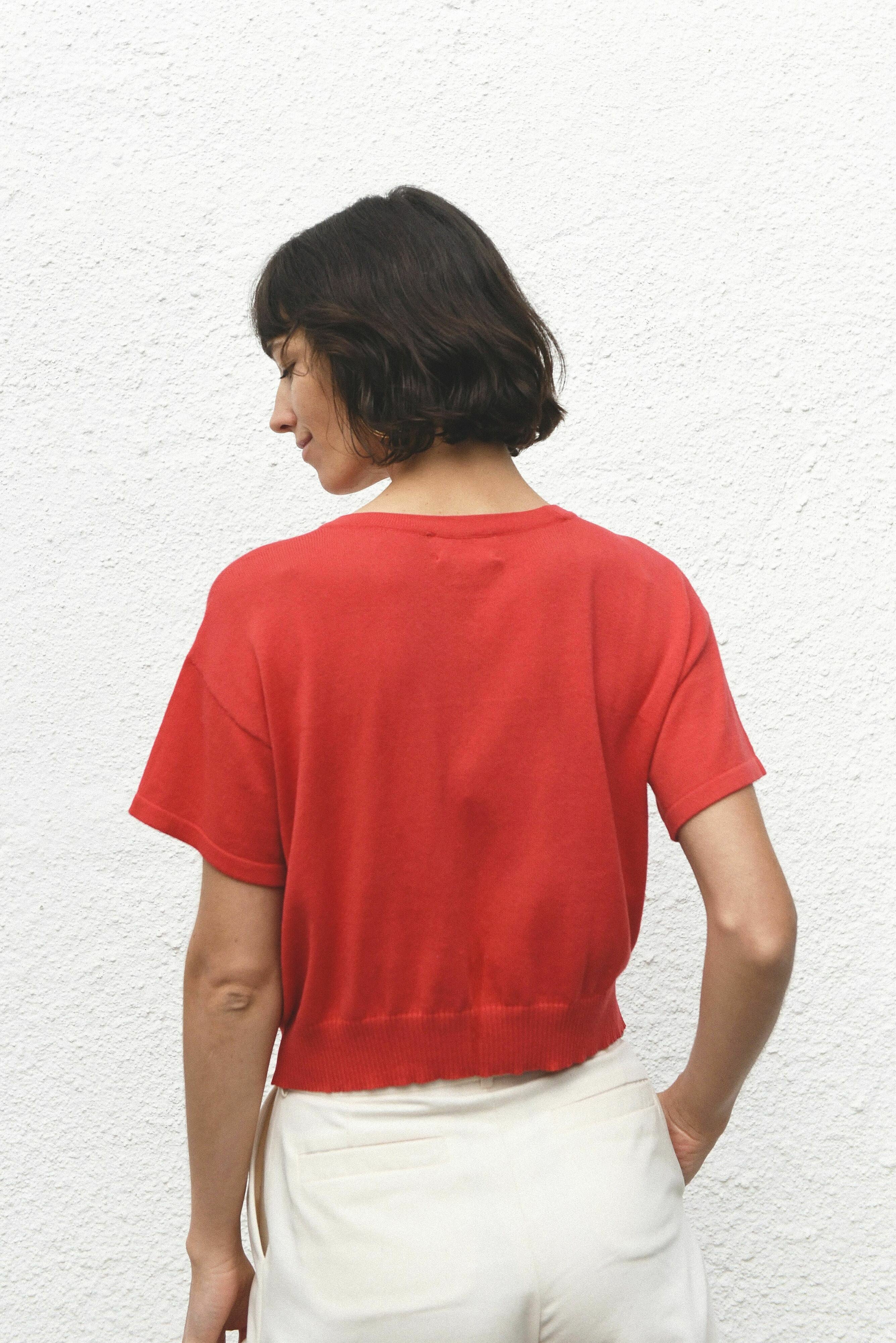 El Sur Knit Top - Poppy Red