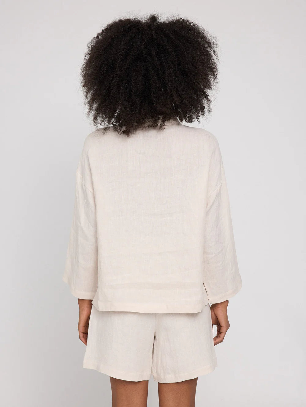 3/4 Sleeve Linen Shirt - moon