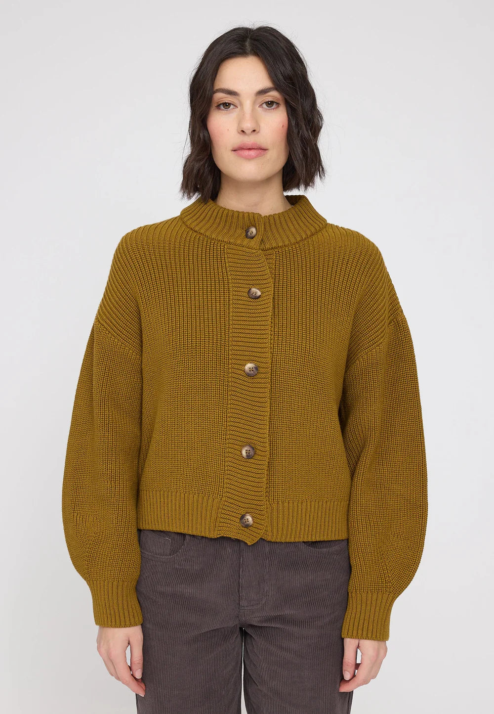Knit Cardigan - Golden Olive
