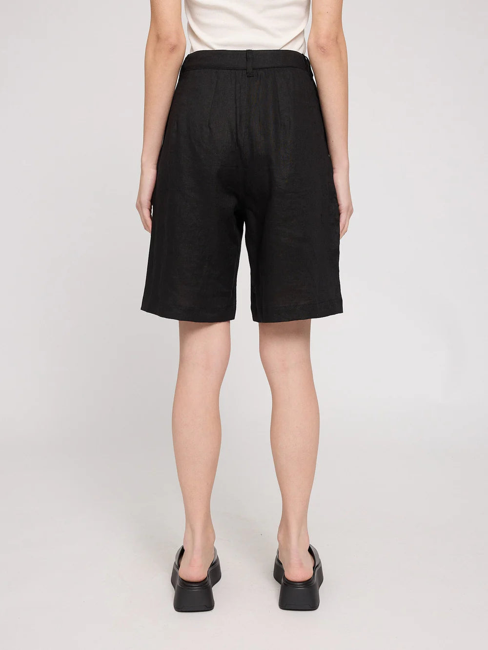 Linen Bermuda Shorts - Black