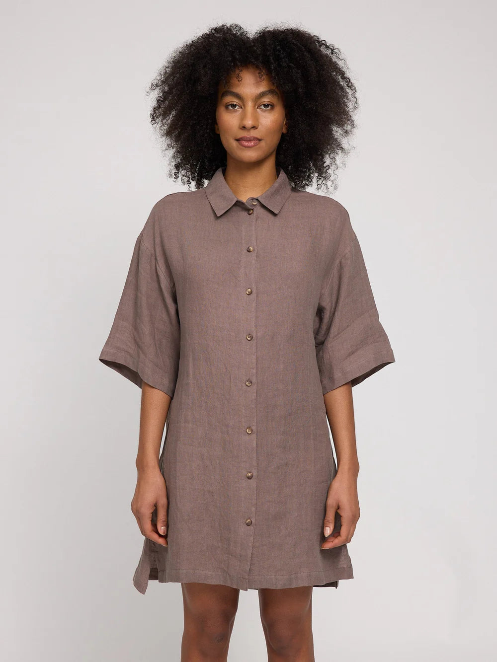 Linen Shirt Dress - Seagrass