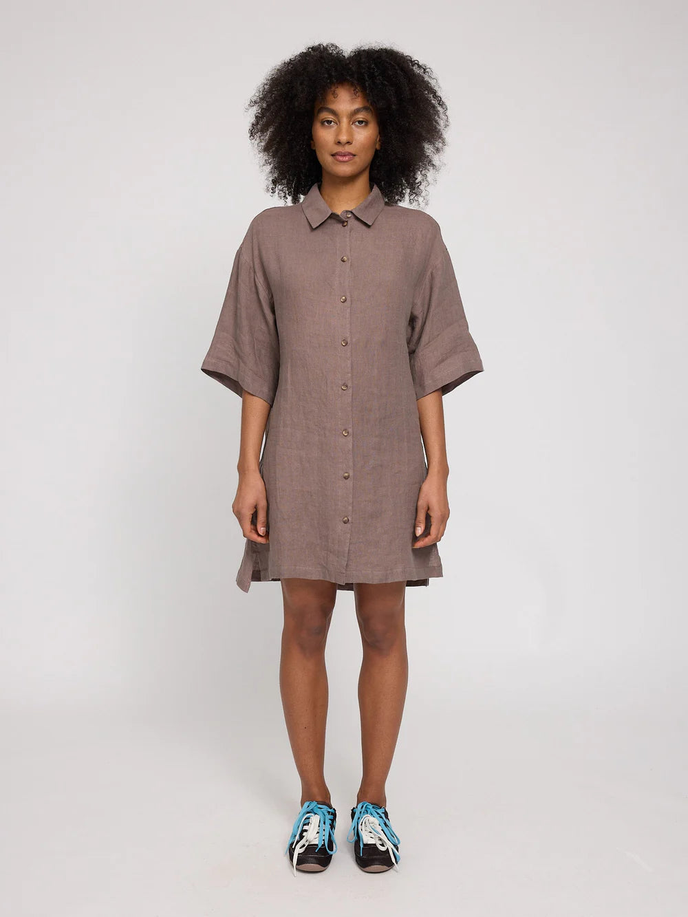Linen Shirt Dress - Seagrass