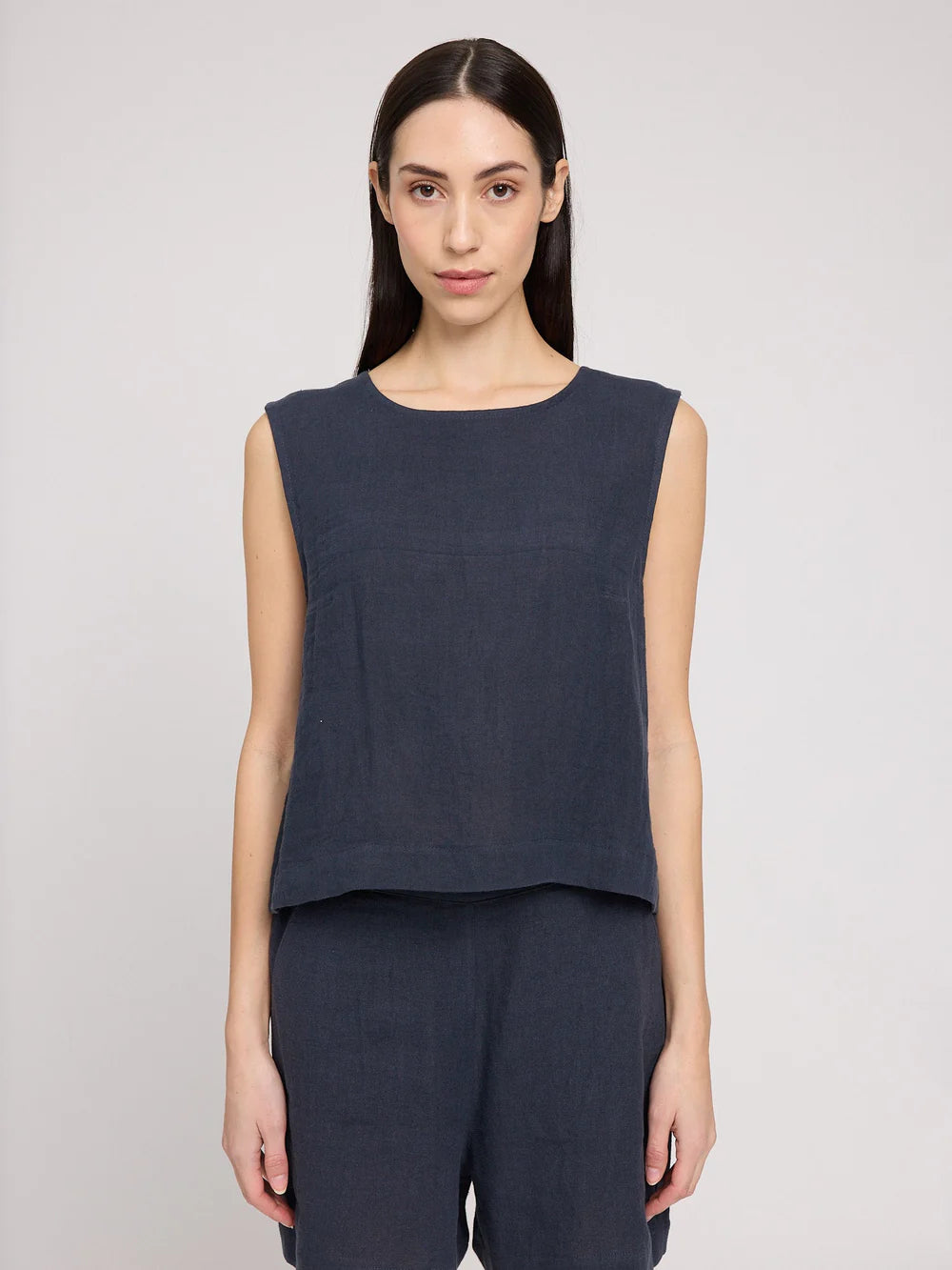 Linen Top - Ink Blue