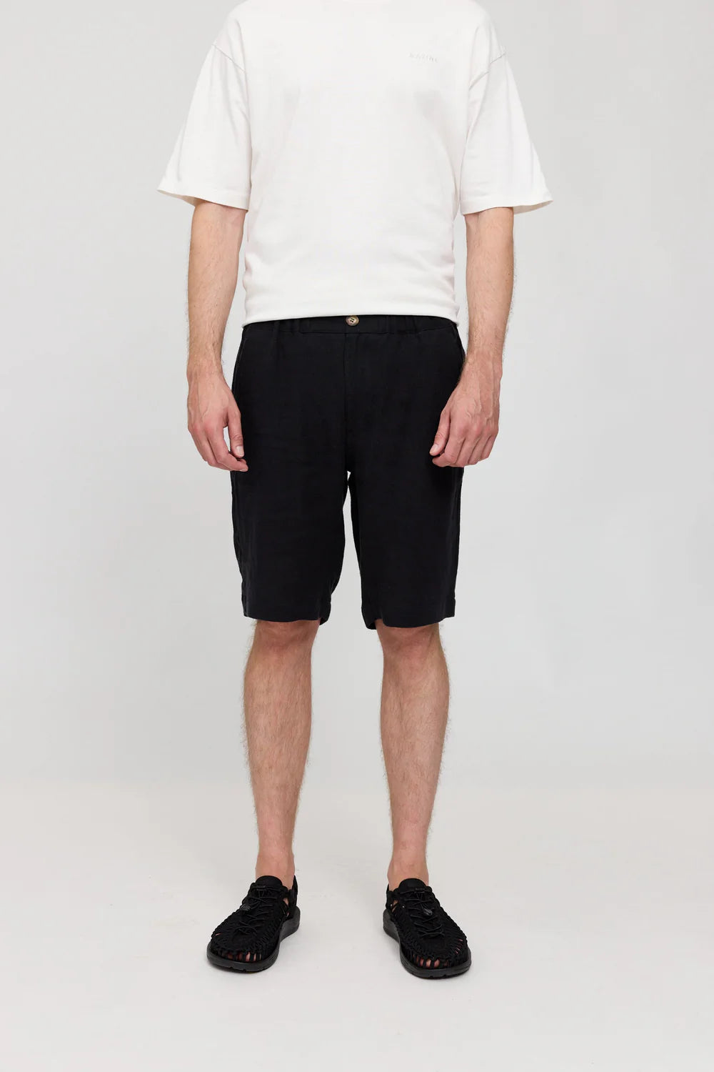 Regular Linen Shorts - Black