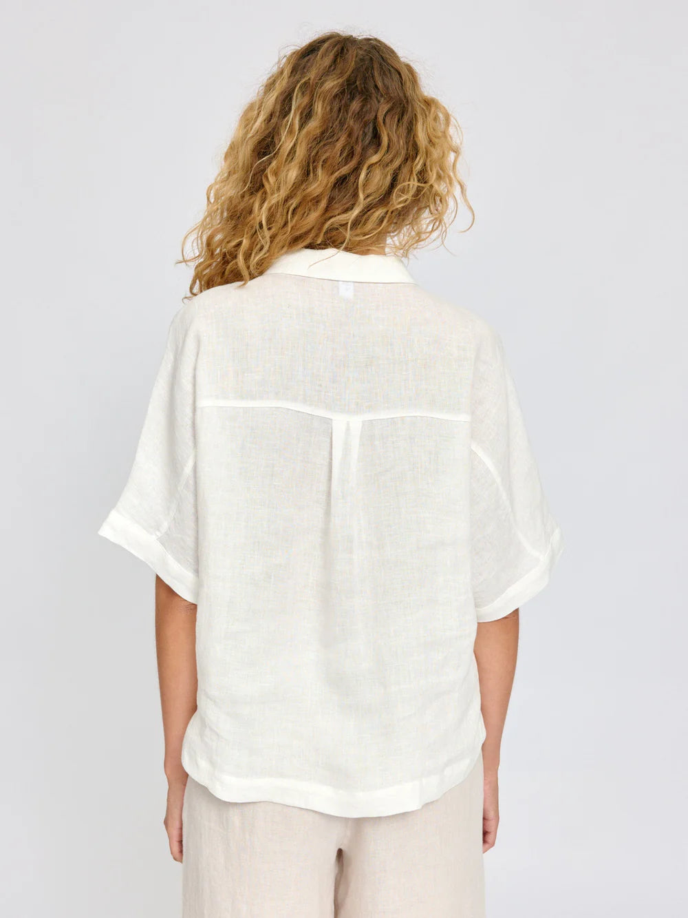 Short Sleeve Linen Shirt - Bright White
