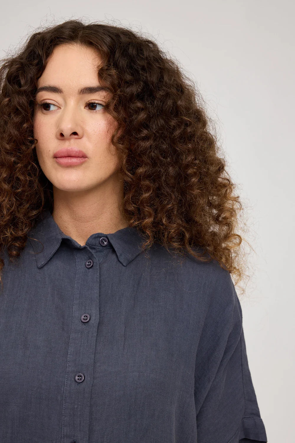Short Sleeve Linen Shirt - Ink Blue